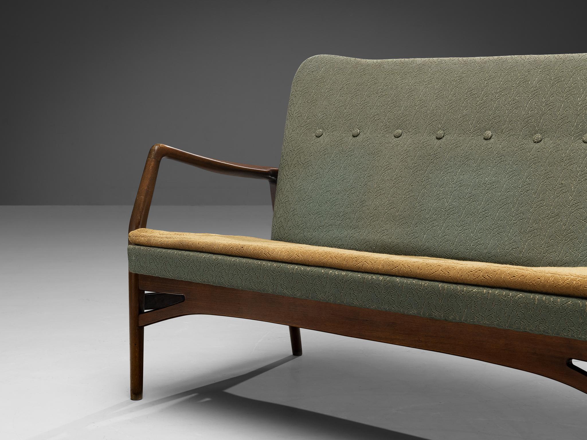 Mid-20th Century Kurt Olsen for A. Andersen & Bohm Sofa in Olive Green Upholstery For Sale