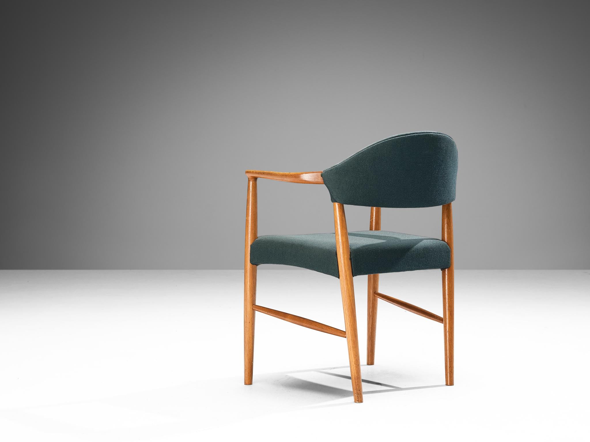 Fabric Kurt Olsen for Slagelse Møbelfabrik Set of Four Armchairs in Teak  For Sale