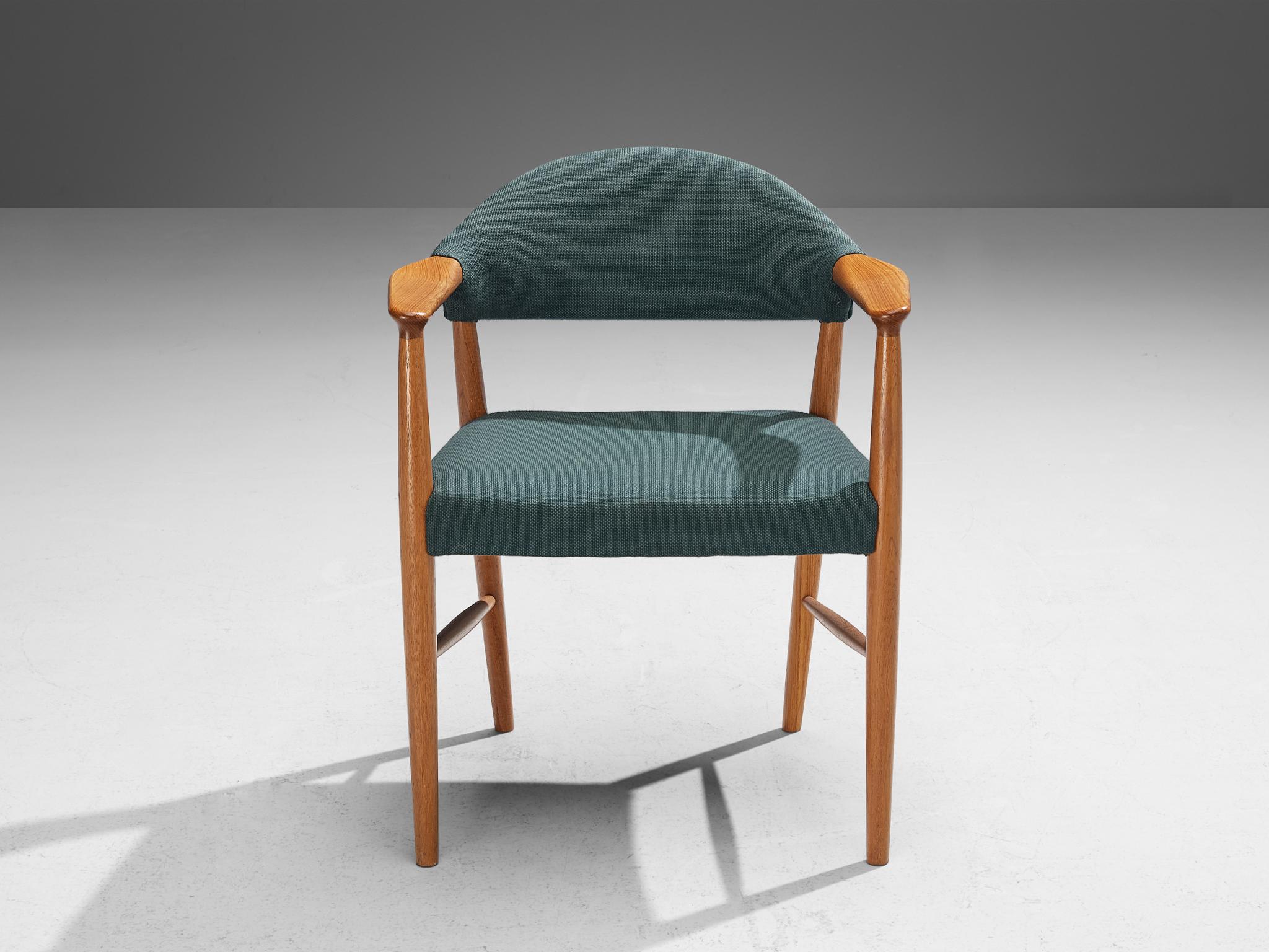 Danish Kurt Olsen for Slagelse Mobelvaerk Armchair in Teak and Green Upholstery For Sale