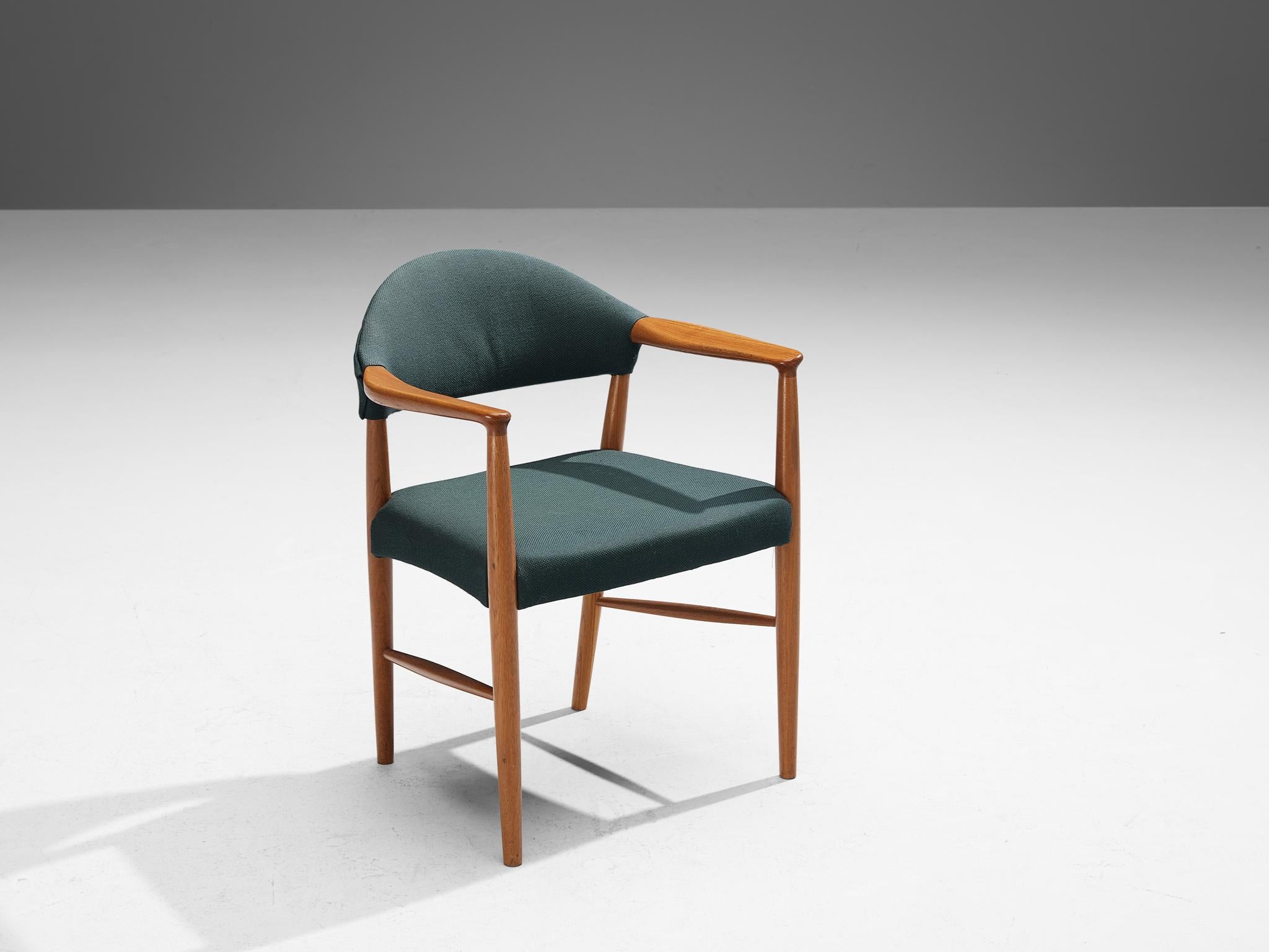Mid-20th Century Kurt Olsen for Slagelse Mobelvaerk Armchair in Teak and Green Upholstery For Sale