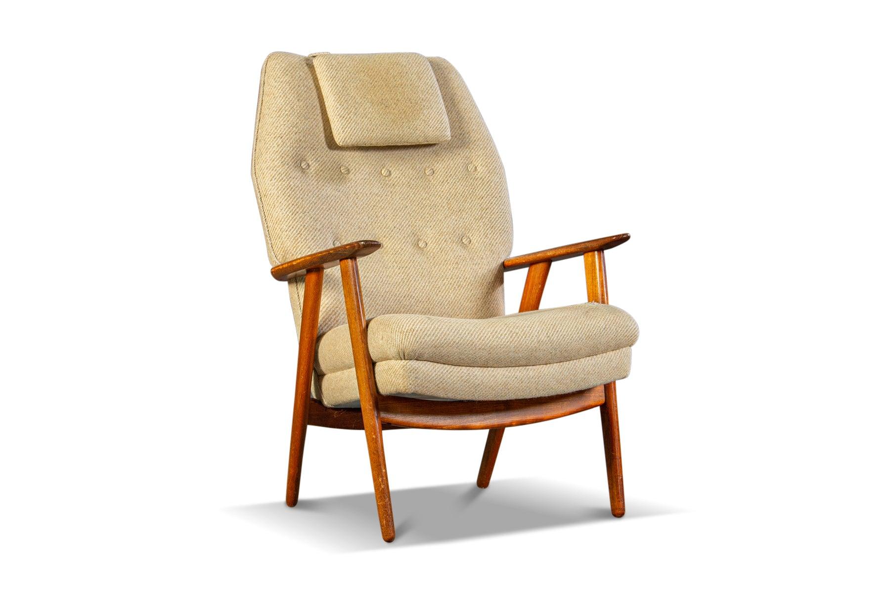 20th Century Kurt Olsen Danish Modern Highback Lounge Chair in Teak For Sale
