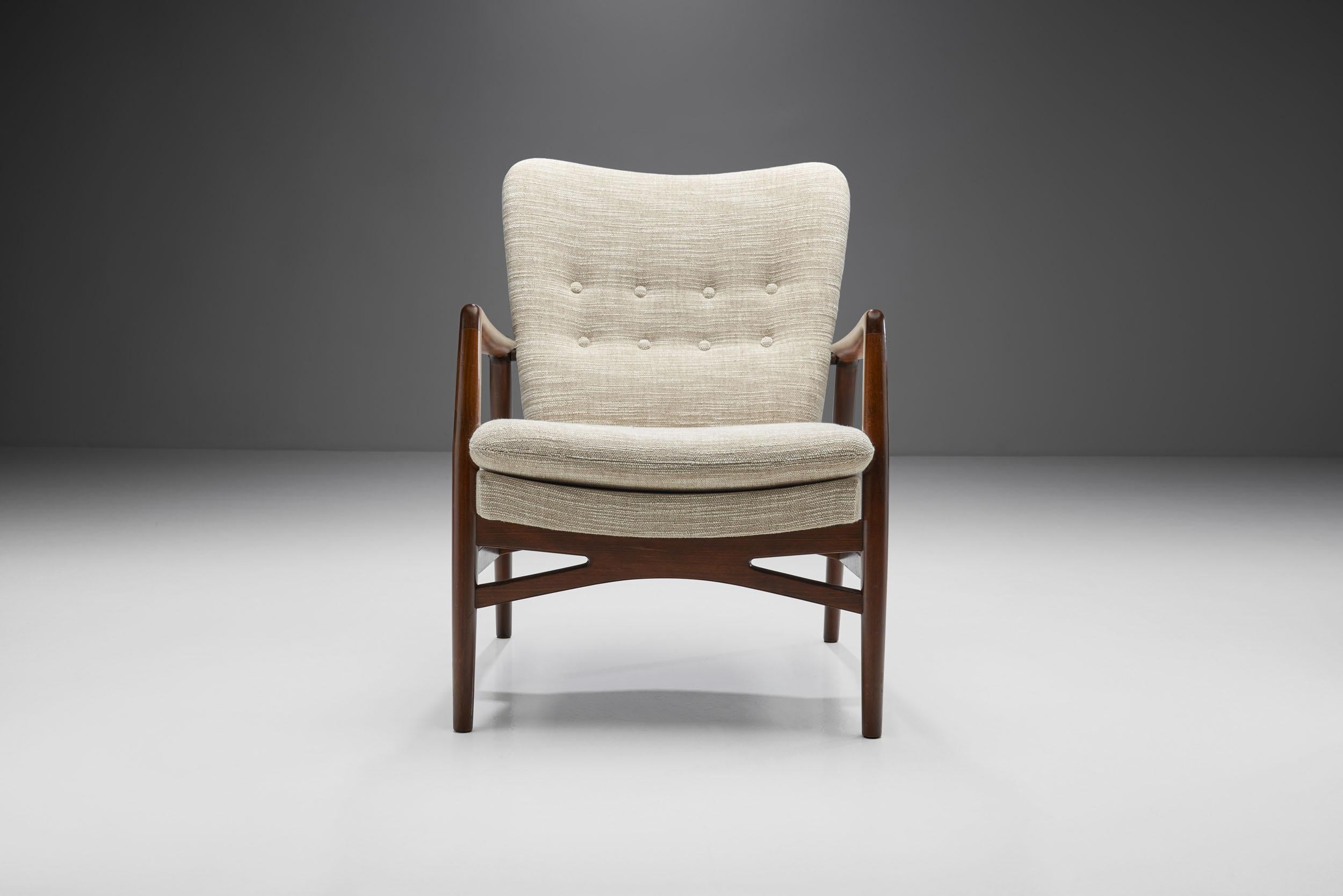 Wood Kurt Olsen “Model 215” Easy Chair for Slagelse Møbelværk, Denmark 1954 For Sale