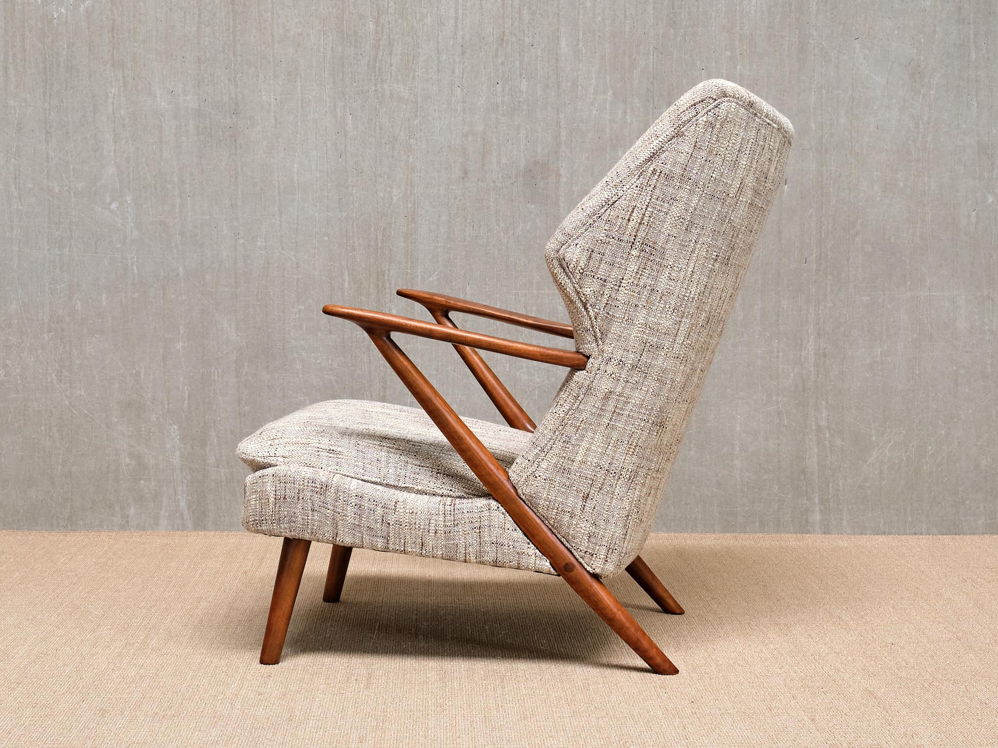 Kurt Olsen Modell 221 Sessel in Élitis Tweed Stoff, Slagelse Møbelfabrik, 1955 im Angebot 5