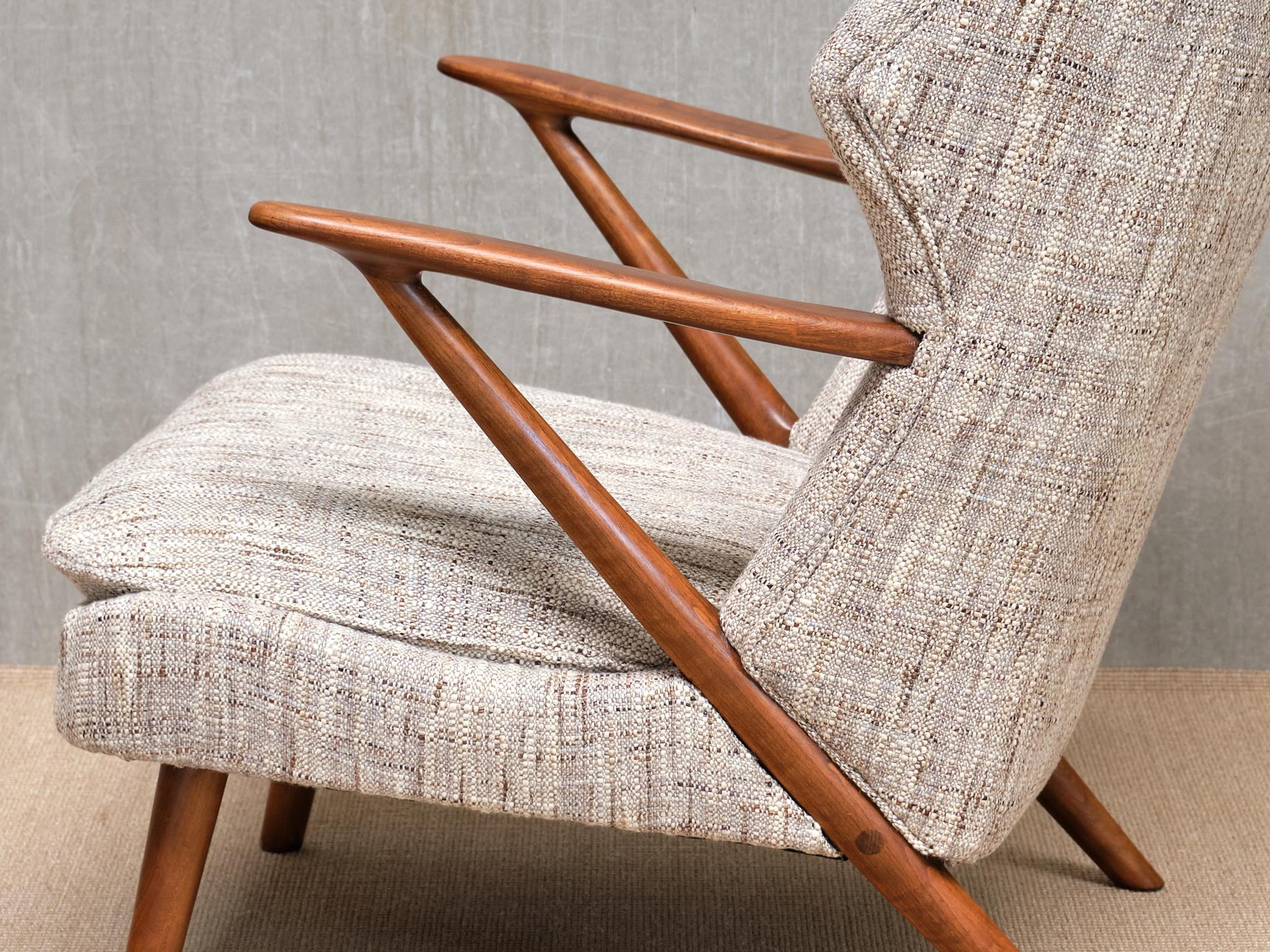 Kurt Olsen Modell 221 Sessel in Élitis Tweed Stoff, Slagelse Møbelfabrik, 1955 im Angebot 6