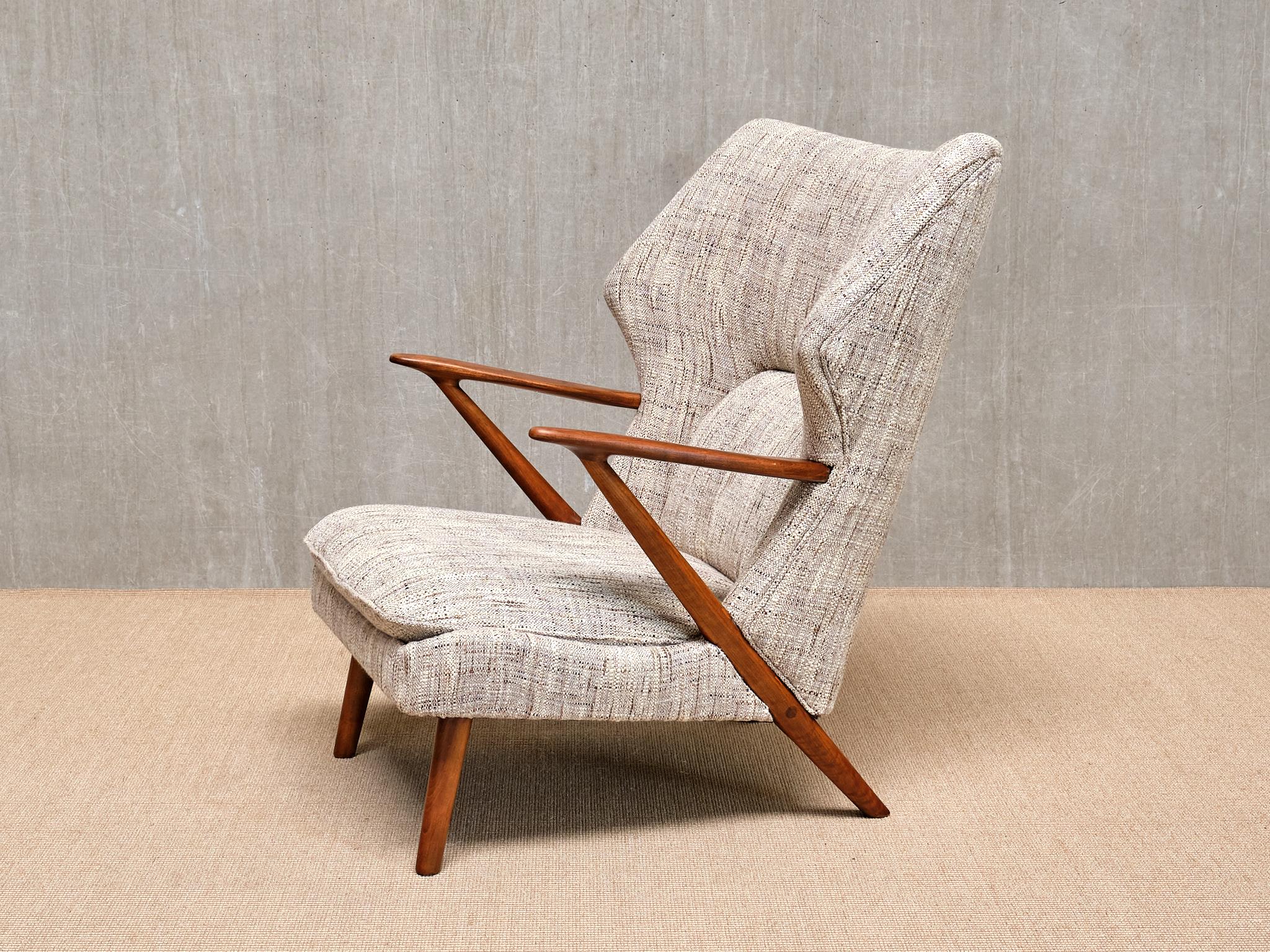 Kurt Olsen Modell 221 Sessel in Élitis Tweed Stoff, Slagelse Møbelfabrik, 1955 im Angebot 8