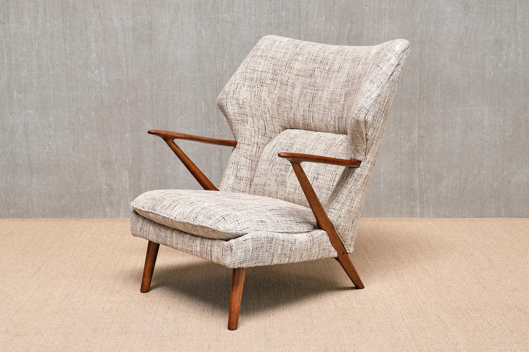Kurt Olsen Modell 221 Sessel in Élitis Tweed Stoff, Slagelse Møbelfabrik, 1955 im Angebot 9