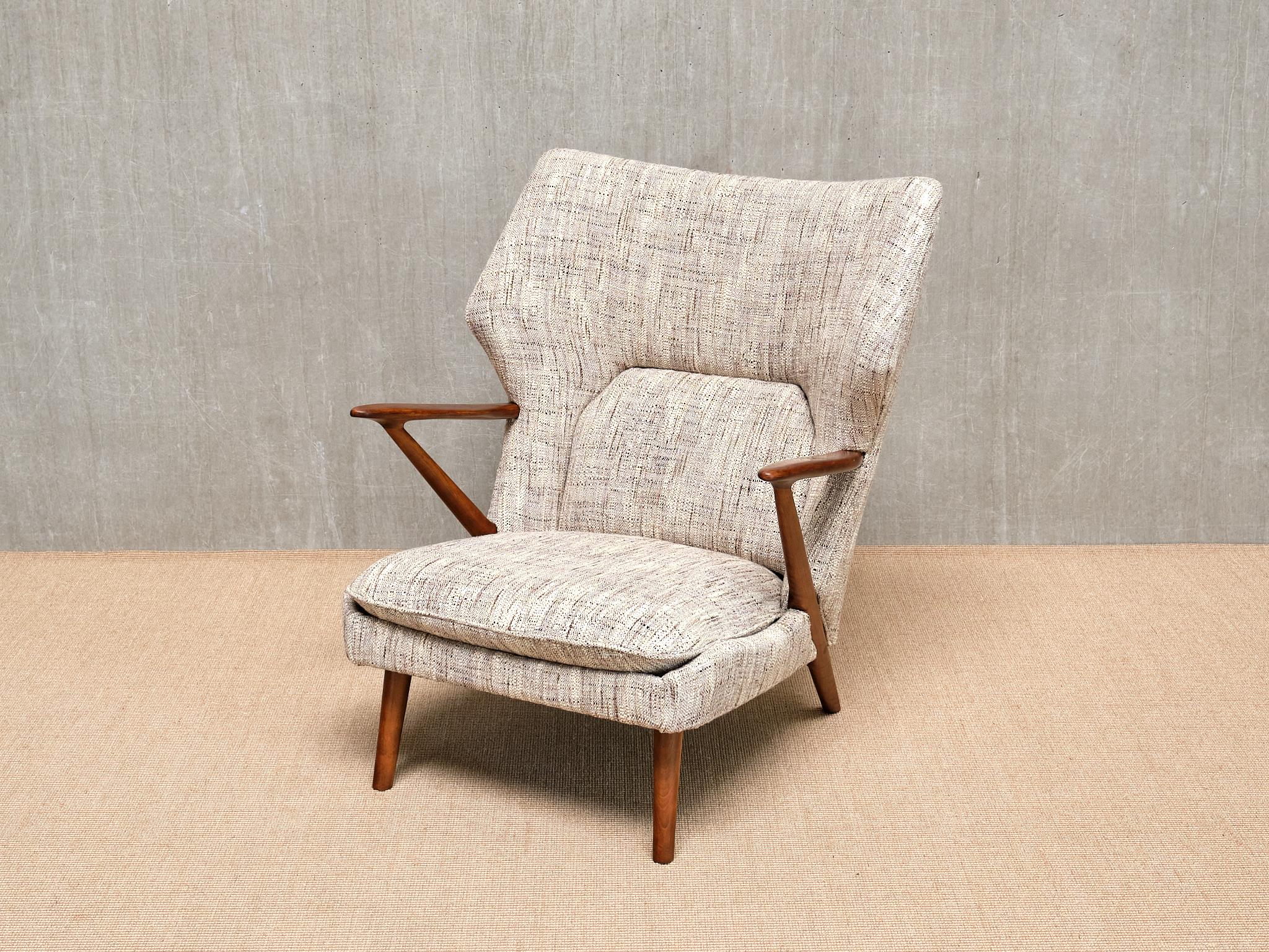 Kurt Olsen Modell 221 Sessel in Élitis Tweed Stoff, Slagelse Møbelfabrik, 1955 im Angebot 10