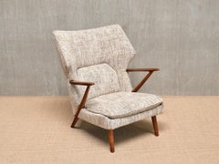Fauteuil Kurt Olsen Model 221 en tissu de tweed Élitis, Slagelse Møbelfabrik, 1955