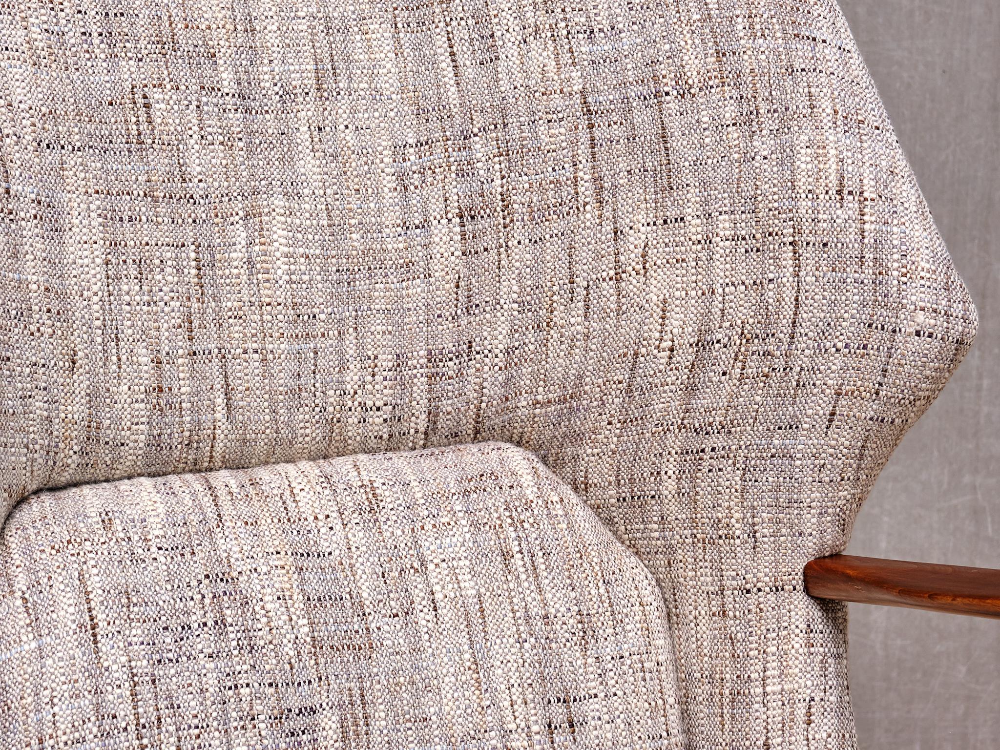 Kurt Olsen Modell 221 Sessel in Élitis Tweed Stoff, Slagelse Møbelfabrik, 1955 (Skandinavische Moderne) im Angebot