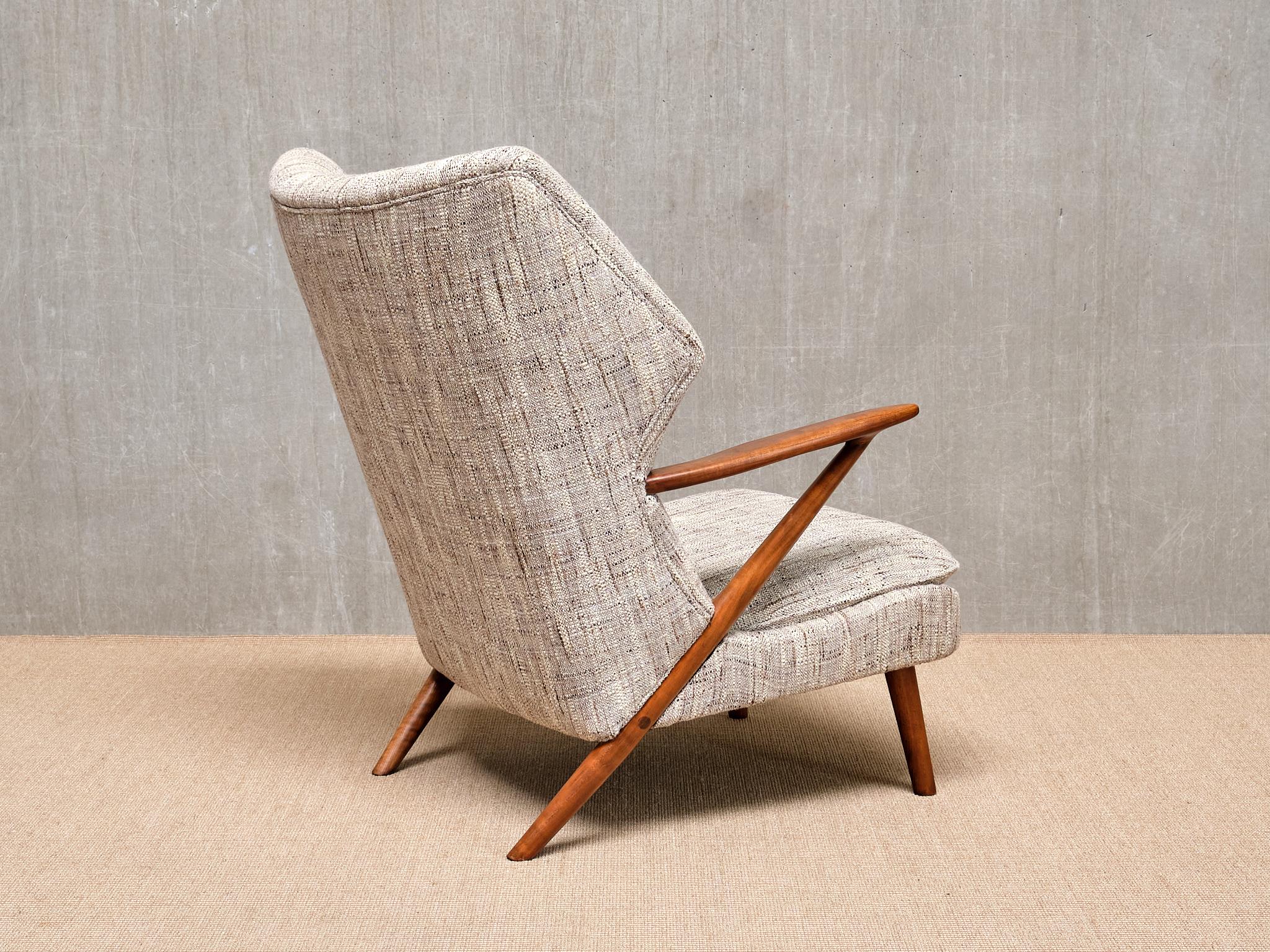 Kurt Olsen Modell 221 Sessel in Élitis Tweed Stoff, Slagelse Møbelfabrik, 1955 im Angebot 3