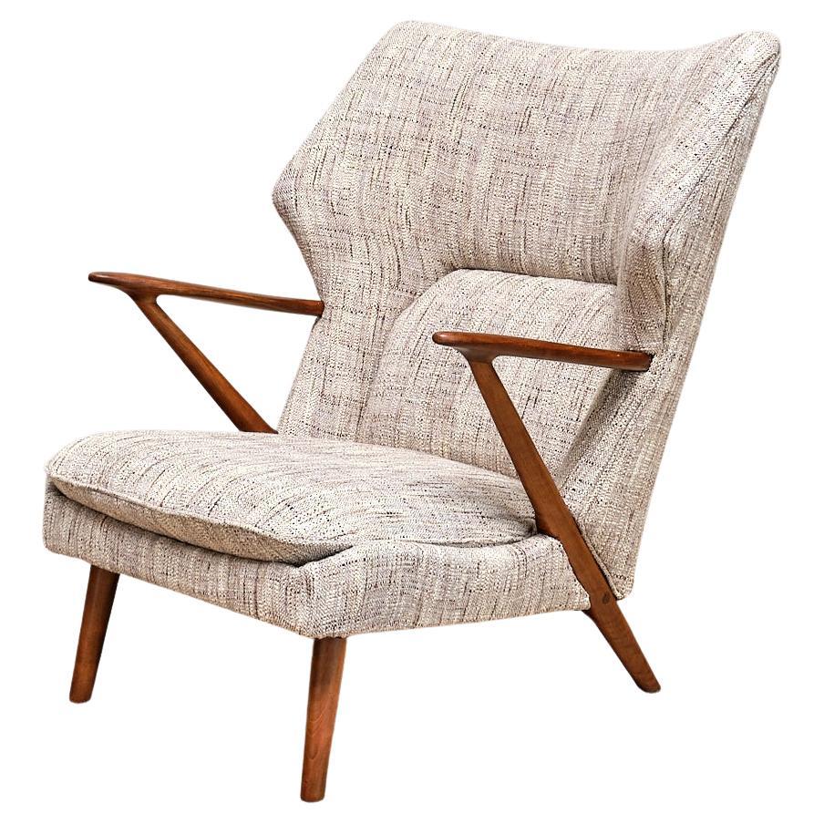 Kurt Olsen Model 221 Armchair in Élitis Tweed Fabric, Slagelse Møbelfabrik, 1955