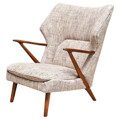 Sillón Kurt Olsen Modelo 221 en tejido Élitis Tweed, Slagelse Møbelfabrik, 1955