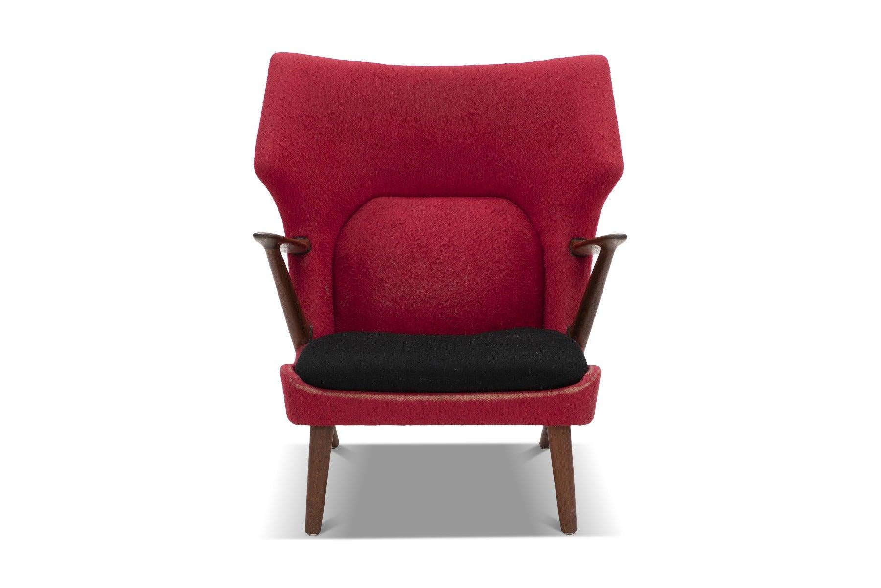Danish Kurt Olsen Model 221 Wingback Lounge Chair in Teak For Sale