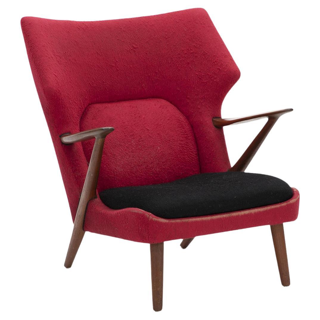 Kurt Olsen Model 221 Wingback Lounge Chair in Teak For Sale
