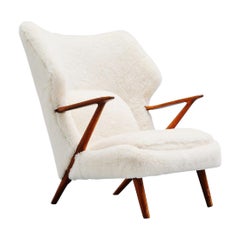 Vintage Kurt Olsen Papa Bear Chair in Alpaca Wool, Denmark, 1955