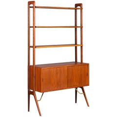Kurt Ostervig Danish Freestanding Teak Bookshelf Wall Unit, circa 1960