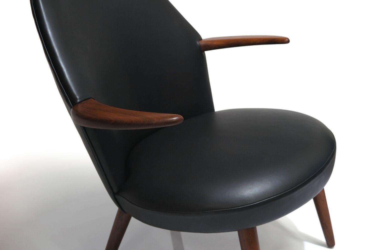Kurt Ostervig Danish Lounge Chair in Black Leather For Sale 7