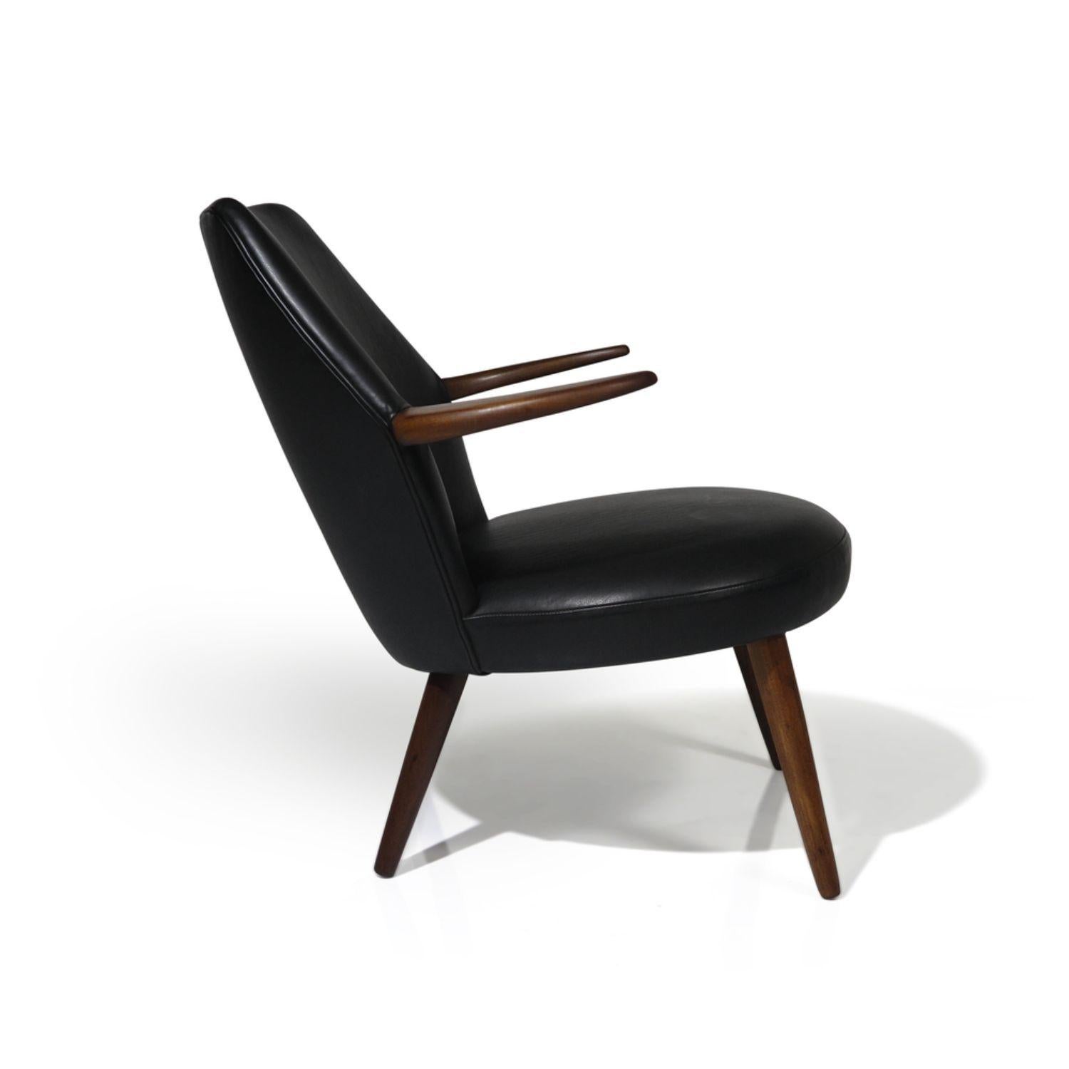 20th Century Kurt Ostervig Danish Lounge Chair in Black Leather For Sale