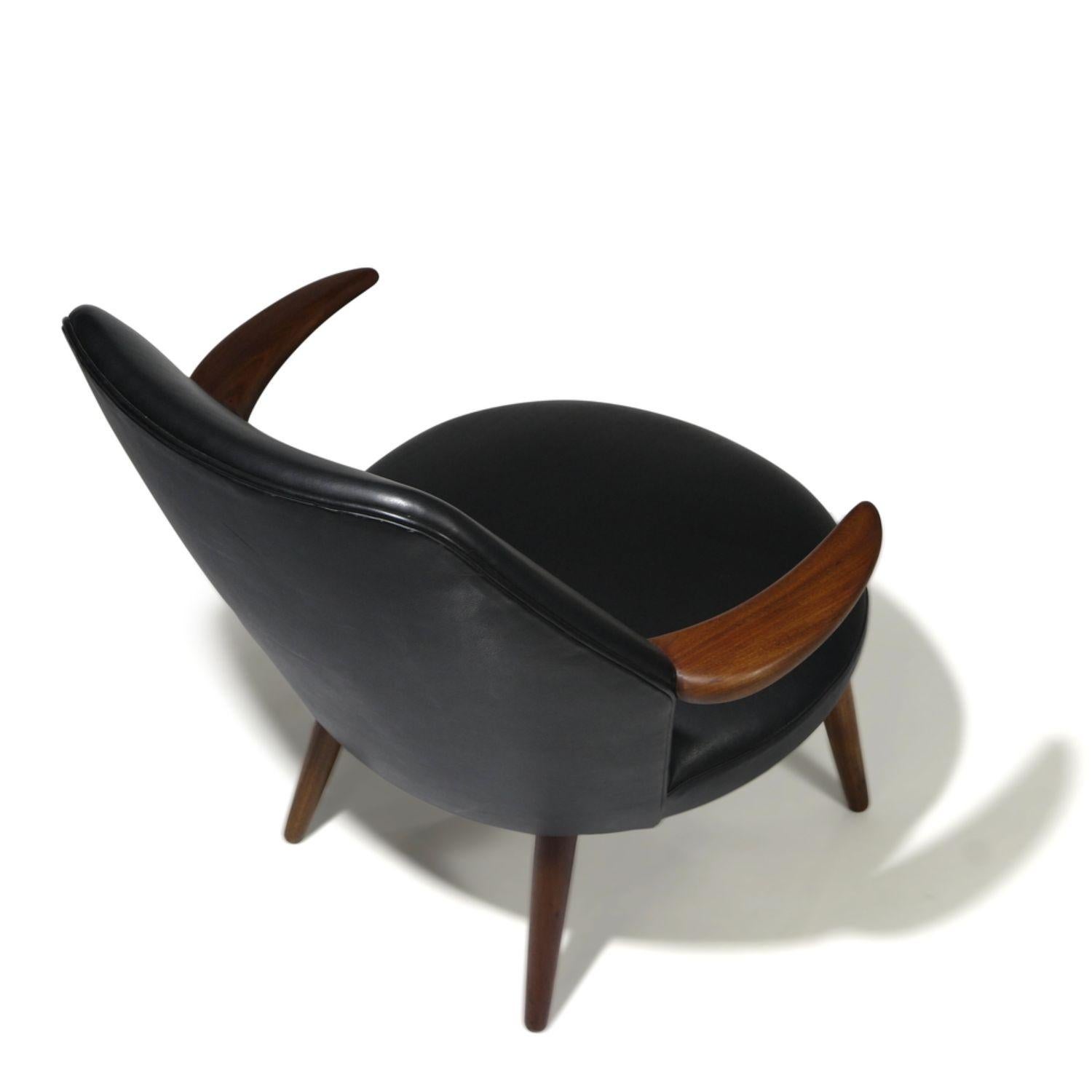 Kurt Ostervig Danish Lounge Chair in Black Leather For Sale 2