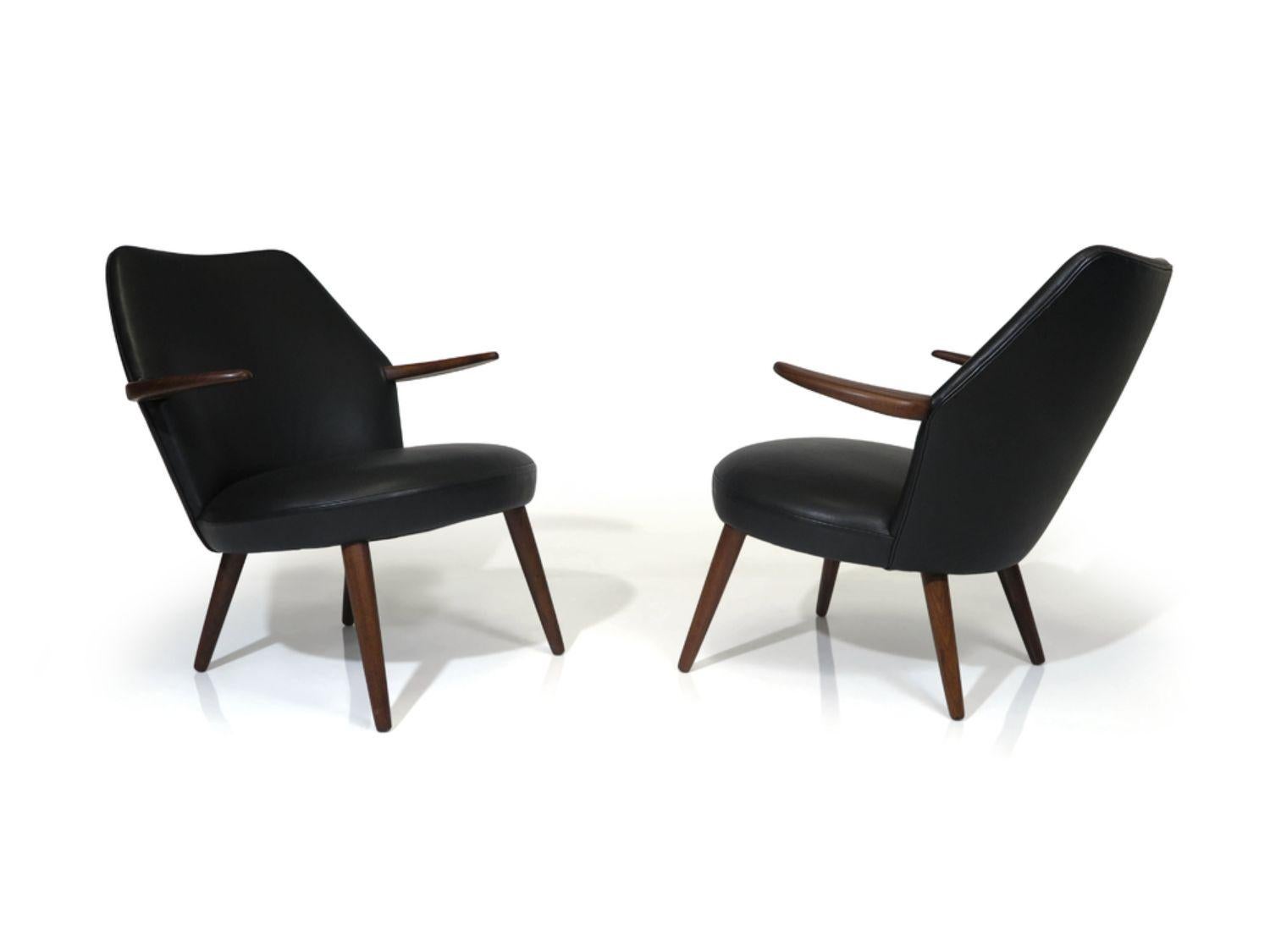 Kurt Ostervig Danish Lounge Chair in Black Leather For Sale 4