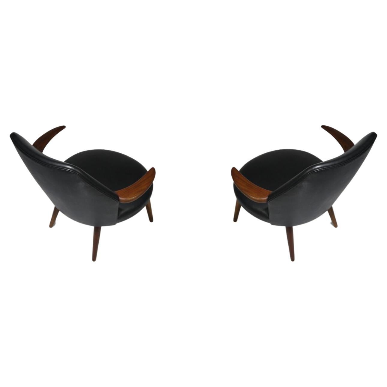 Kurt Ostervig Danish Lounge Chair in Black Leather For Sale