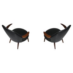 Kurt Ostervig Danish Lounge Chair in Black Leather