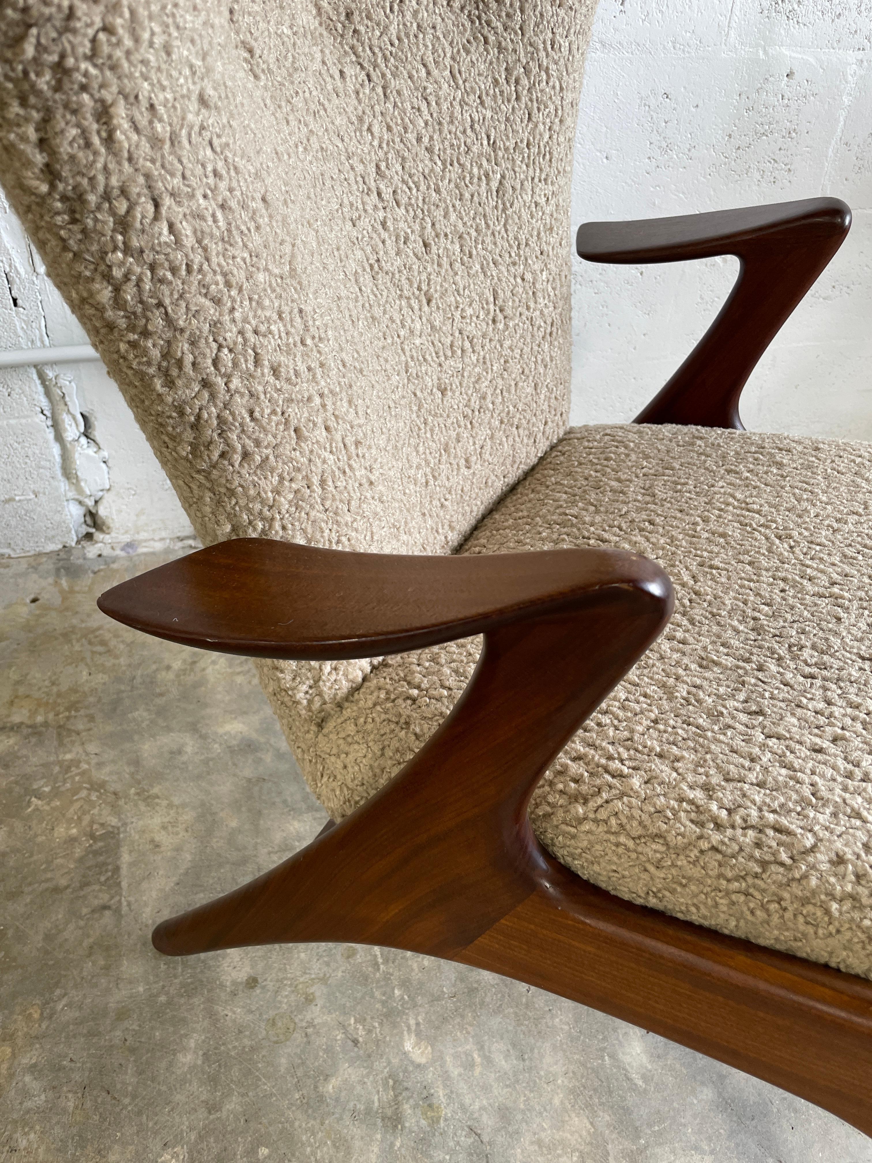 Mid-Century Modern Kurt Ostervig Danish Modern Sculptural Wingback Lounge Chair For Sale