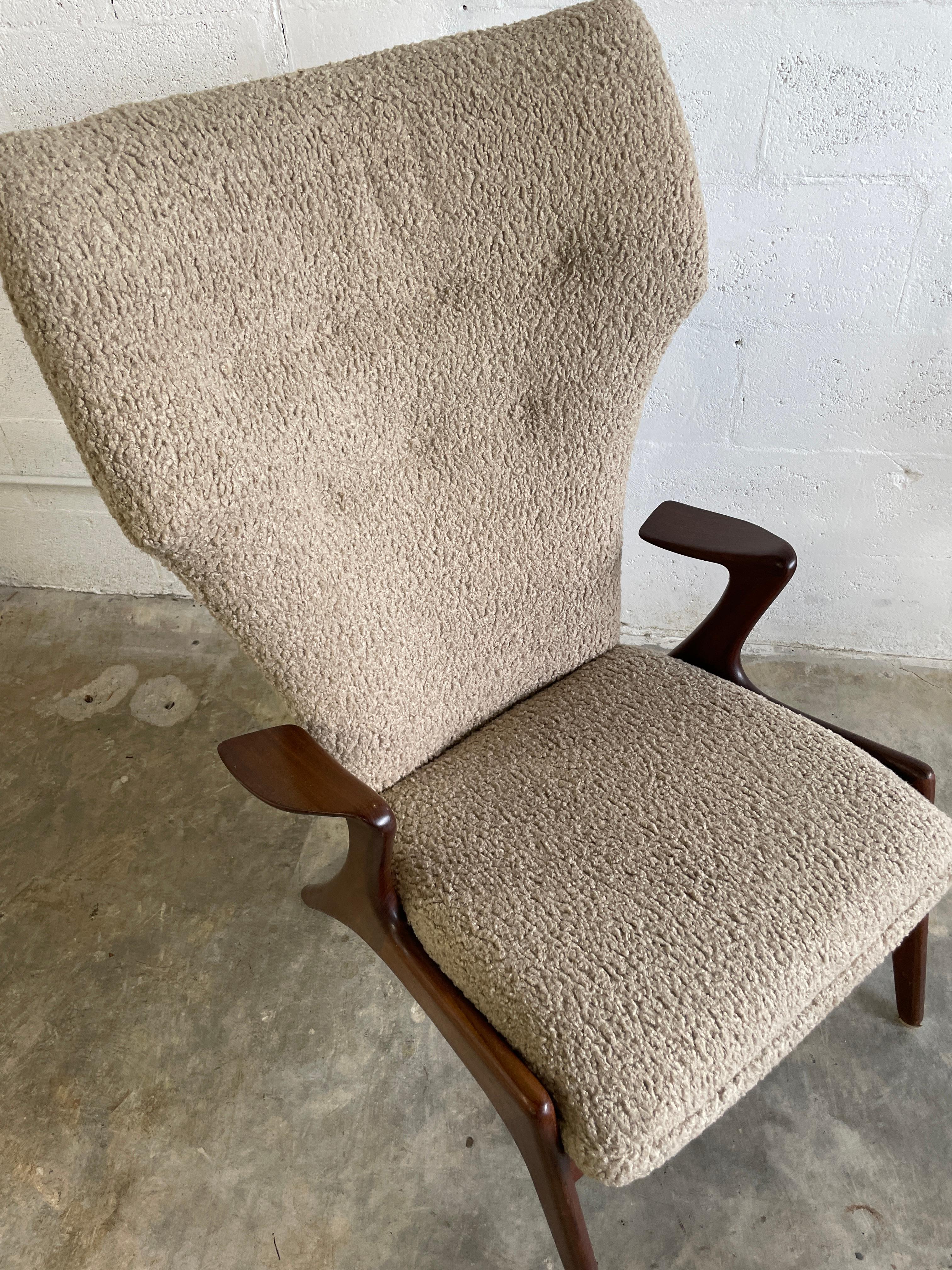 Mid-20th Century Kurt Ostervig Danish Modern Sculptural Wingback Lounge Chair For Sale
