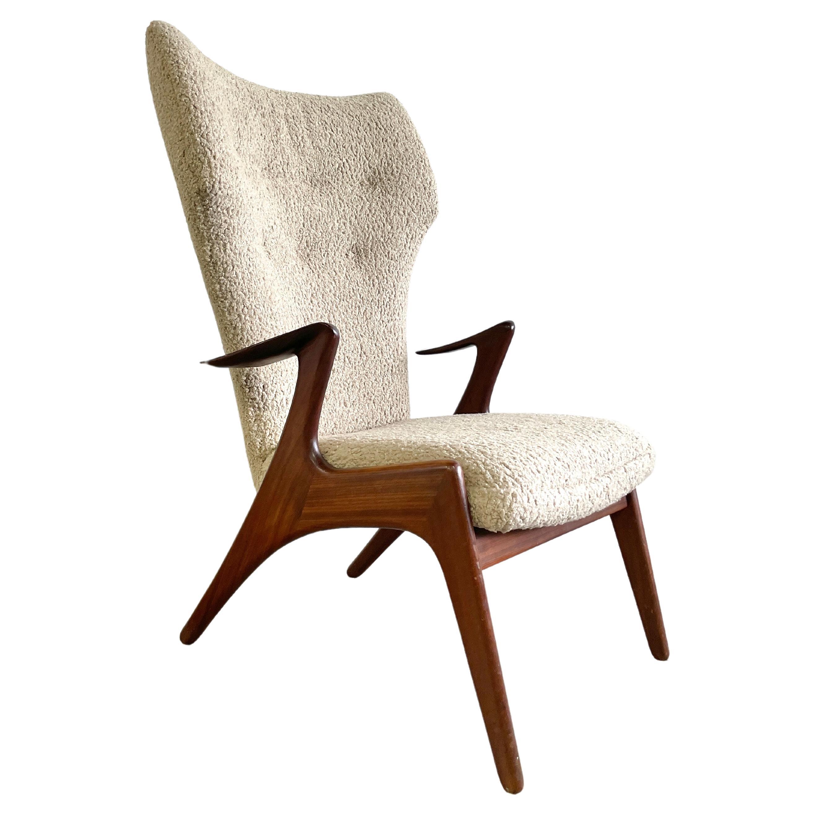 Kurt Ostervig Danish Modern Sculptural Wingback Lounge Chair For Sale
