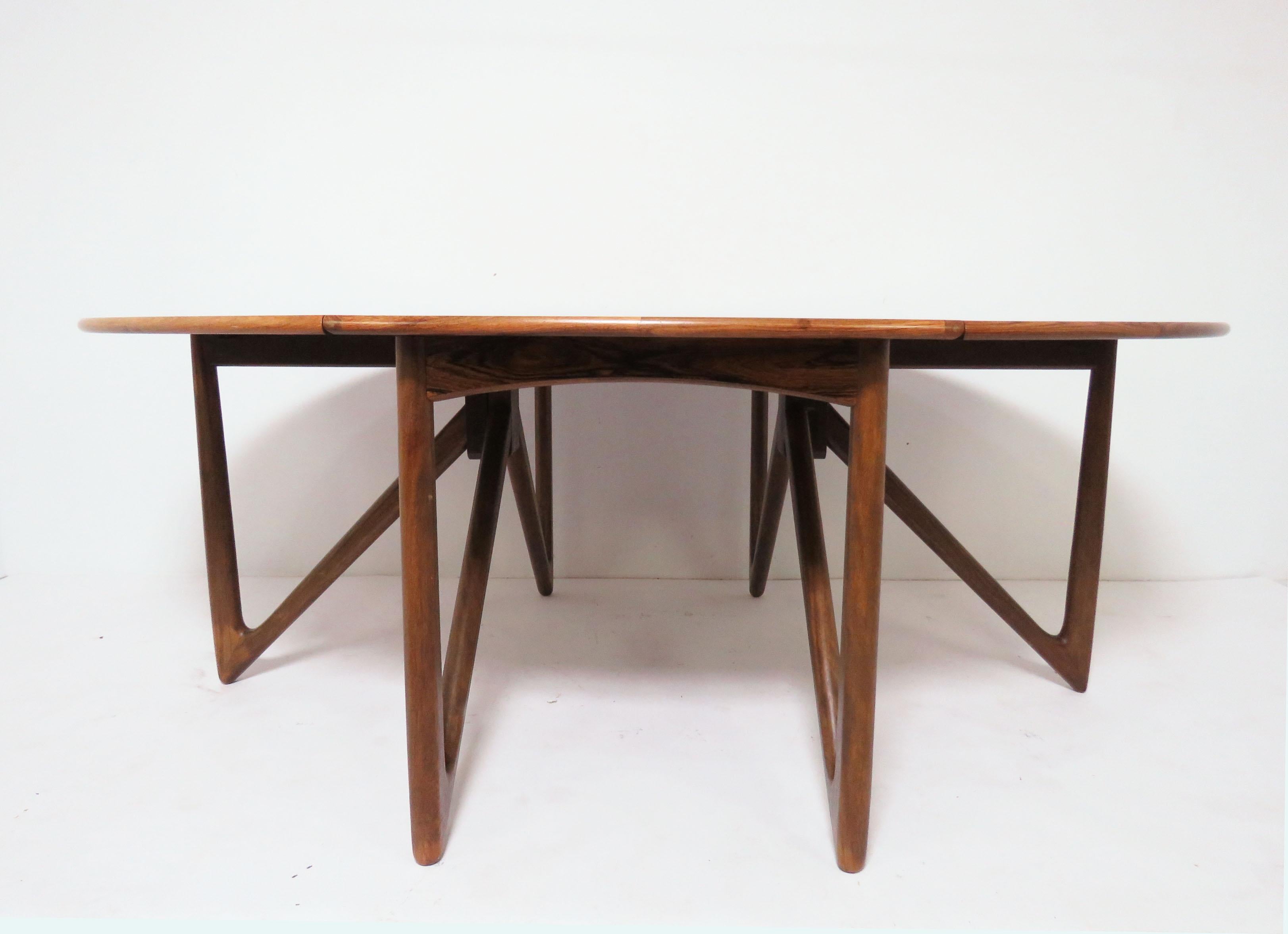 Kurt Ostervig Danish Rosewood Gate Leg Drop-Leaf Oval Dining Table, circa 1960s 2