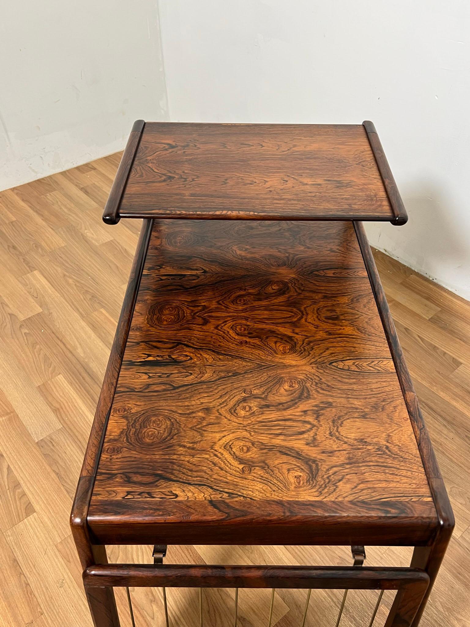 Kurt Ostervig Danish Rosewood Side Table with Magazine Holder, Circa 1960s In Good Condition In Peabody, MA