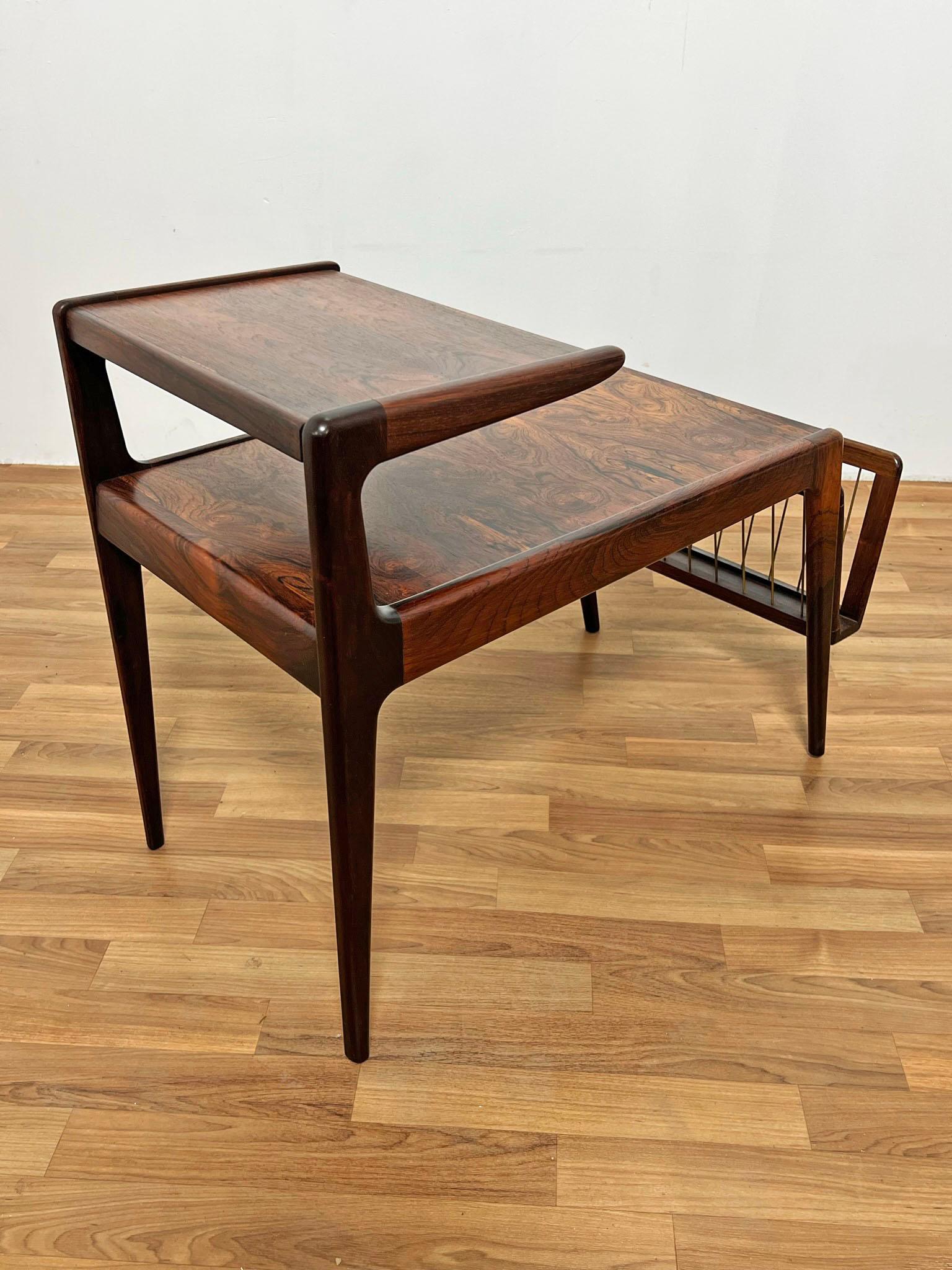 Kurt Ostervig Danish Rosewood Side Table with Magazine Holder, Circa 1960s 4