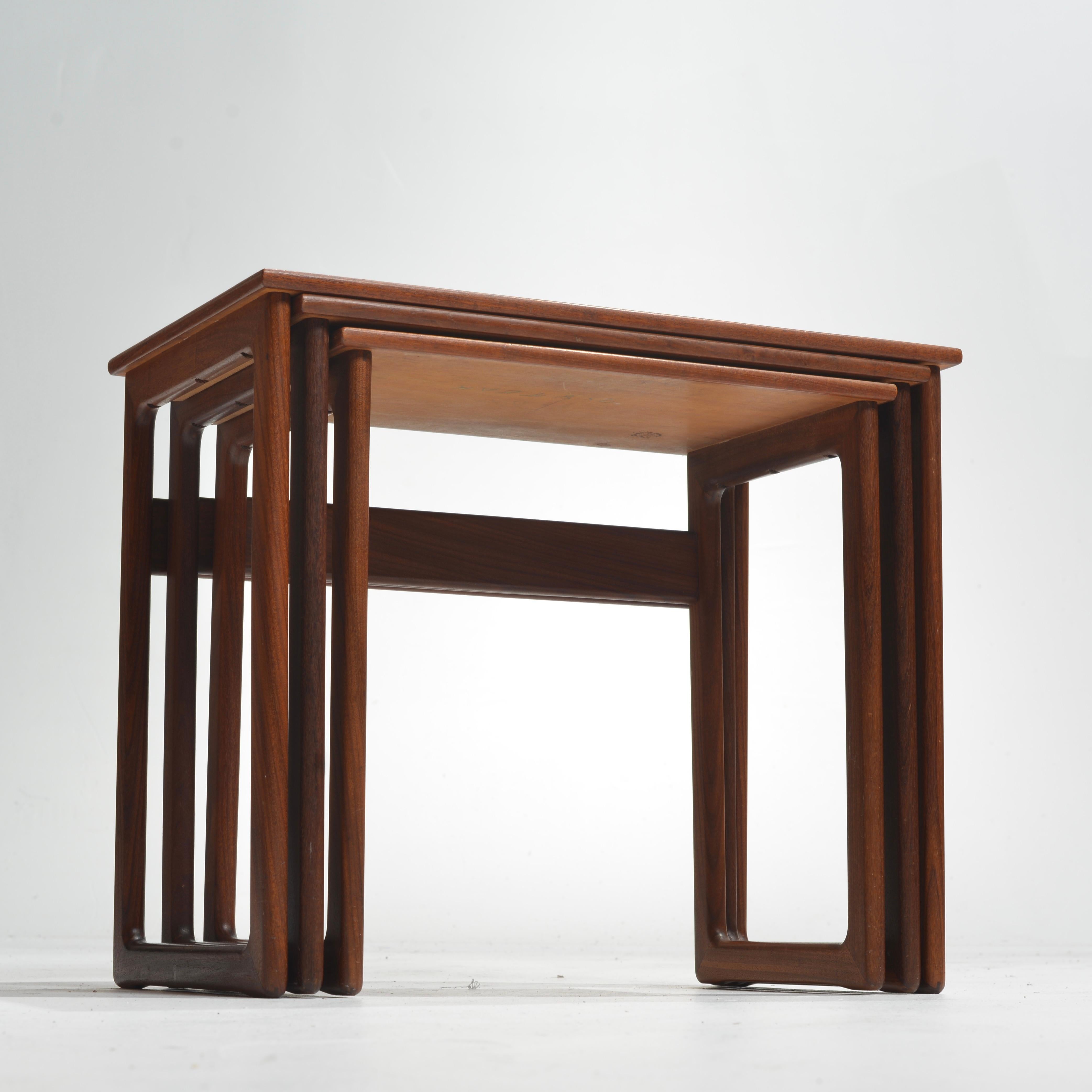 Kurt Ostervig Danish Teak Nesting Tables In Good Condition For Sale In Los Angeles, CA