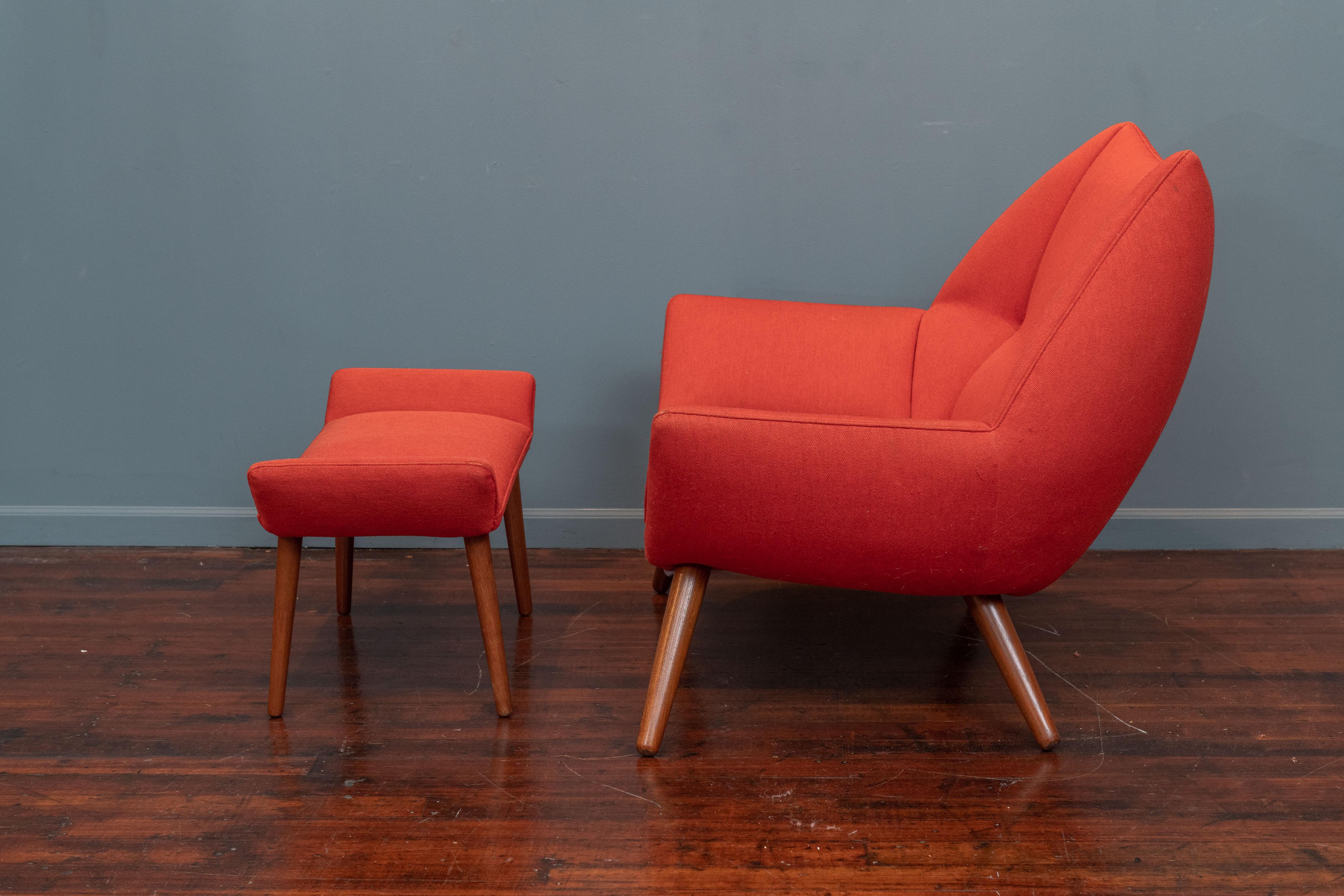 Scandinavian Modern Kurt Ostervig Easy Chair with Ottoman for Schiller Polstermobelfabrik For Sale