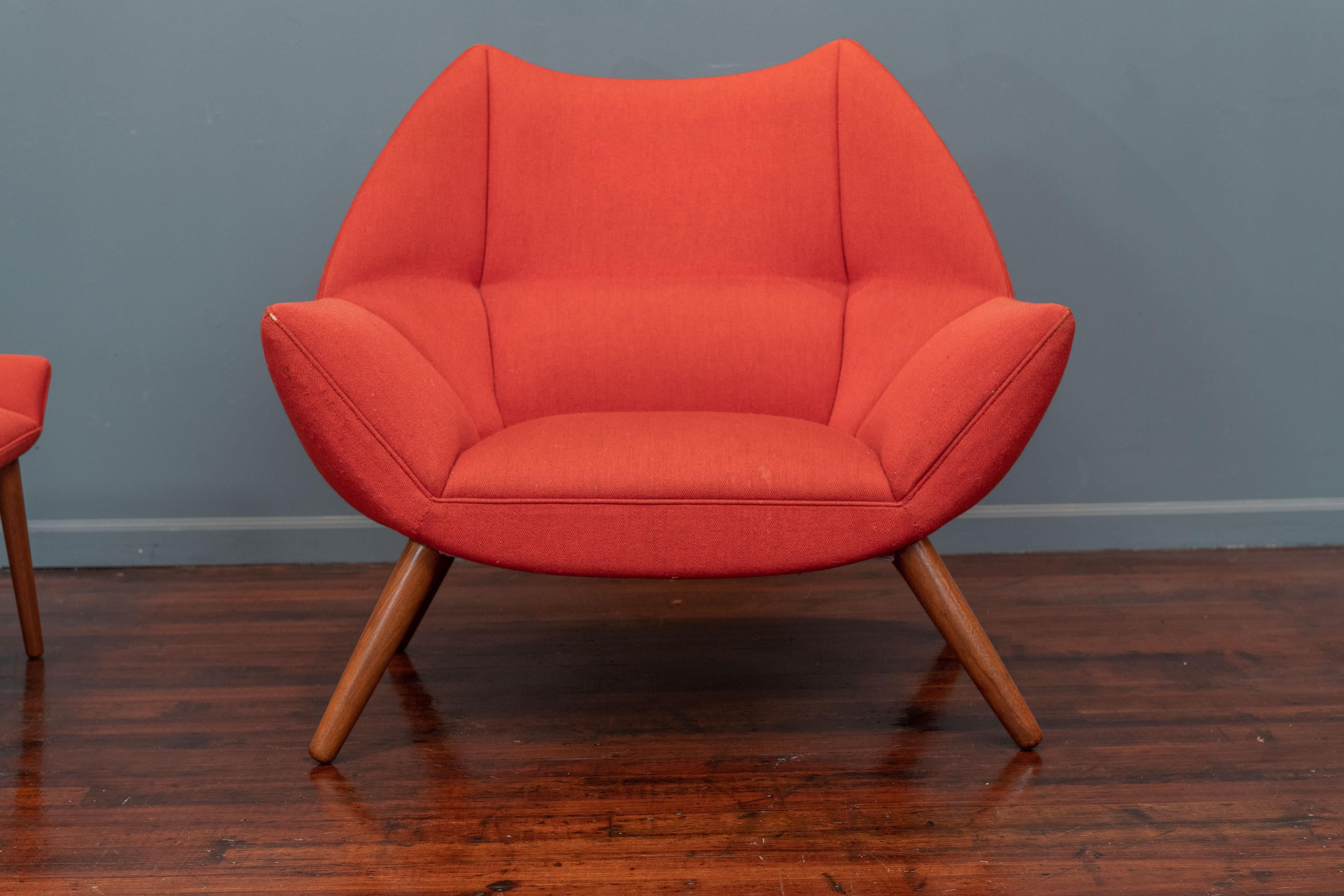 Upholstery Kurt Ostervig Easy Chair with Ottoman for Schiller Polstermobelfabrik For Sale