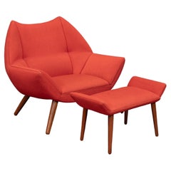 Kurt Ostervig Easy Chair with Ottoman for Schiller Polstermobelfabrik