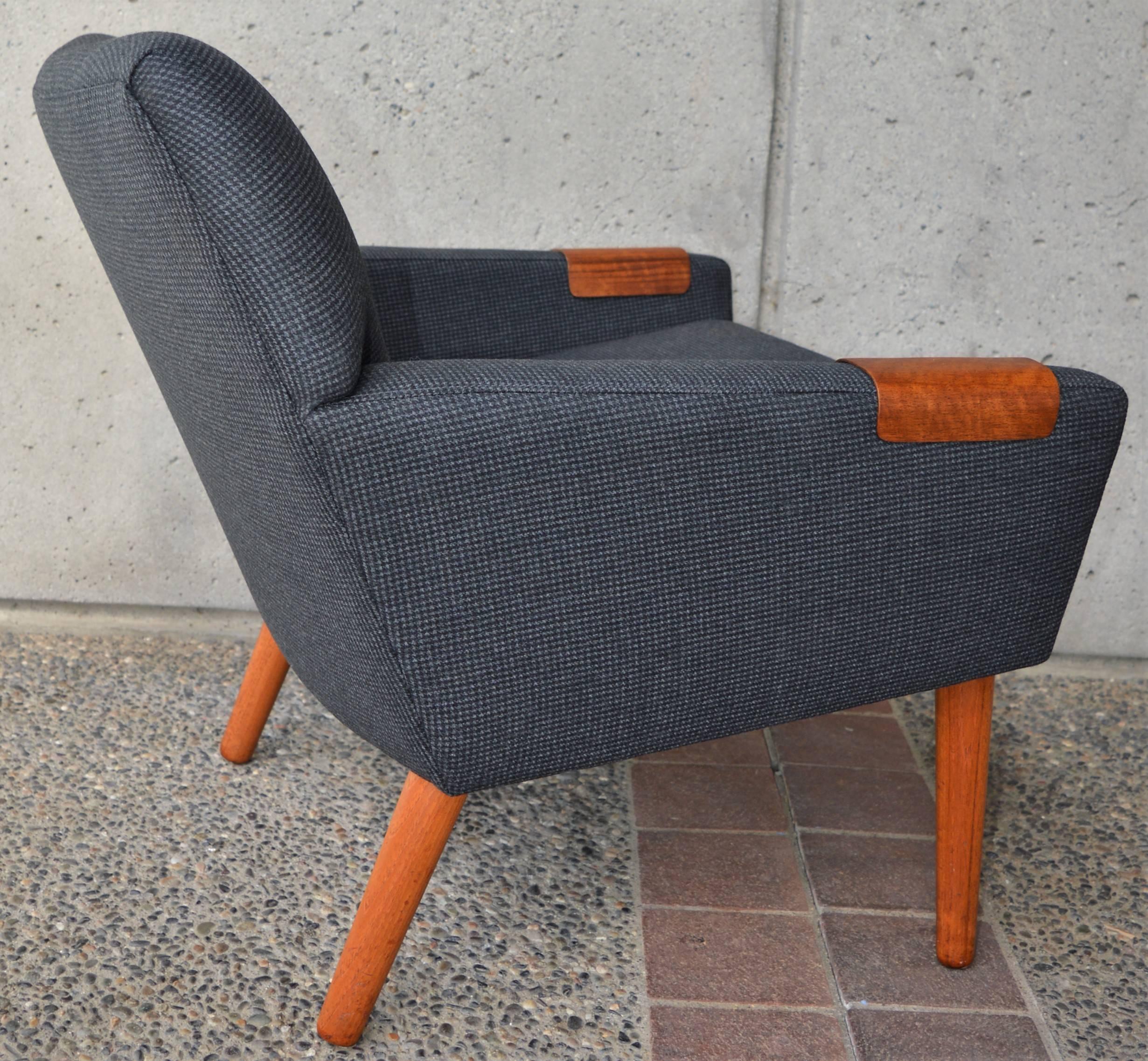 Kurt Ostervig for Rolschau Restored Teak Base Lounge Chair Adjustable Arm Rests 3