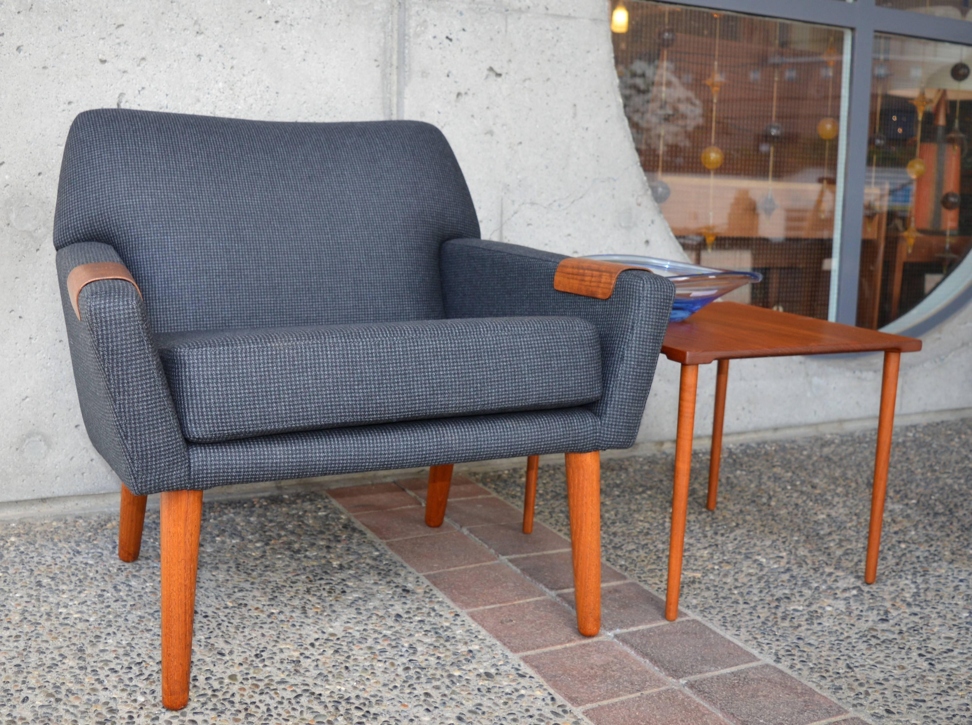 Mid-20th Century Kurt Ostervig for Rolschau Restored Teak Base Lounge Chair Adjustable Arm Rests