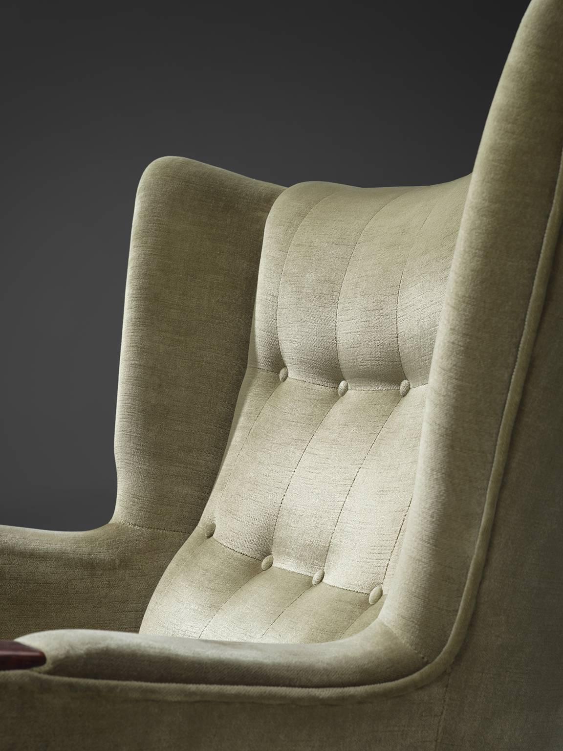 Kurt Ostervig Lounge Chair in Soft Green Velvet In Good Condition In Waalwijk, NL