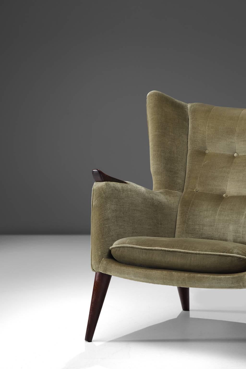 Mid-20th Century Kurt Ostervig Lounge Chair in Soft Green Velvet