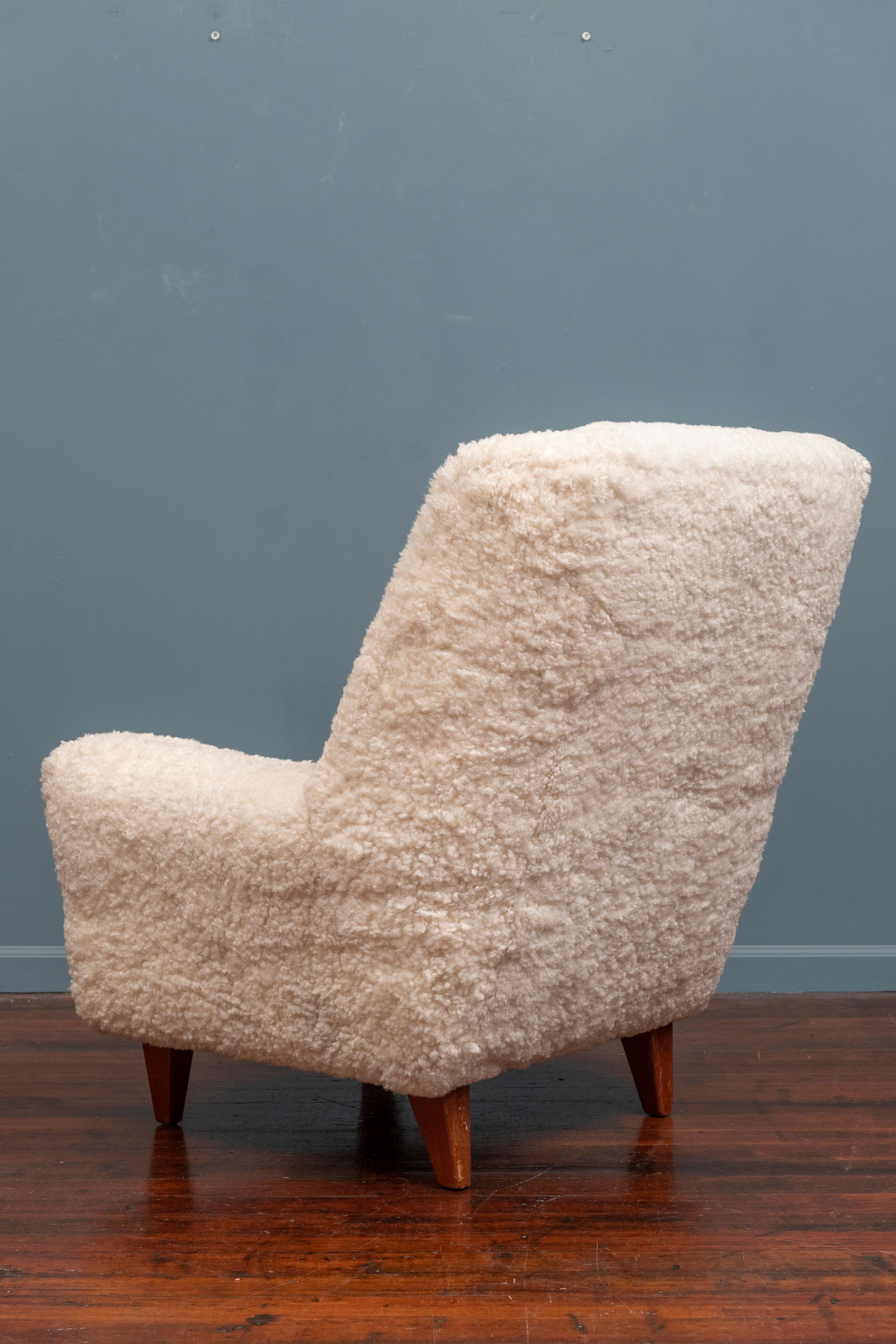 Kurt Ostervig Lounge Chair, Model 61 in Lambswool In Good Condition In San Francisco, CA