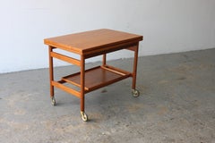 Kurt Ostervig Mid Century Danish Modern Teak Expandable Two Tier Tea Bar Cart