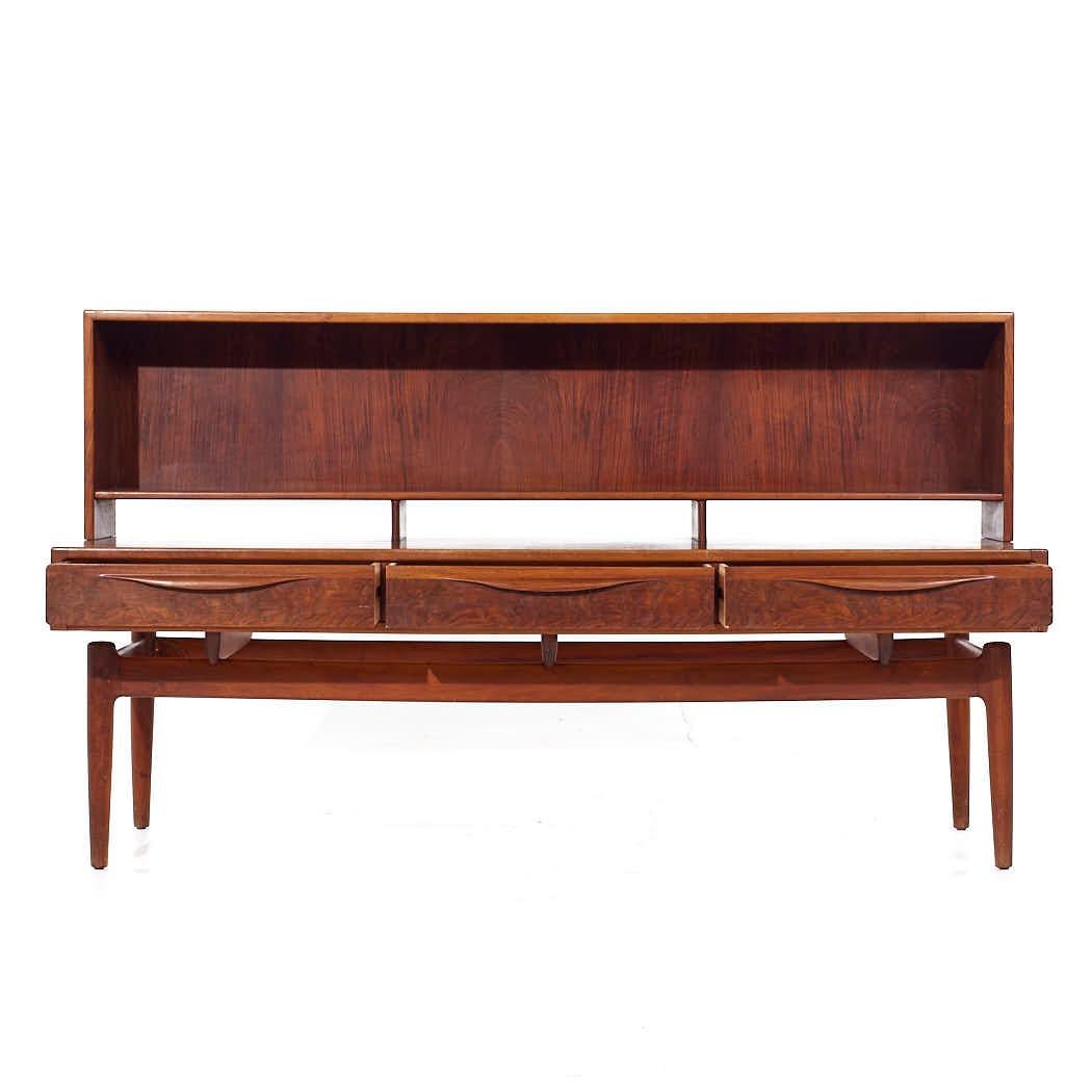 Kurt Ostervig Mid Century Danish Rosewood Low Credenza Bookcase For Sale 3