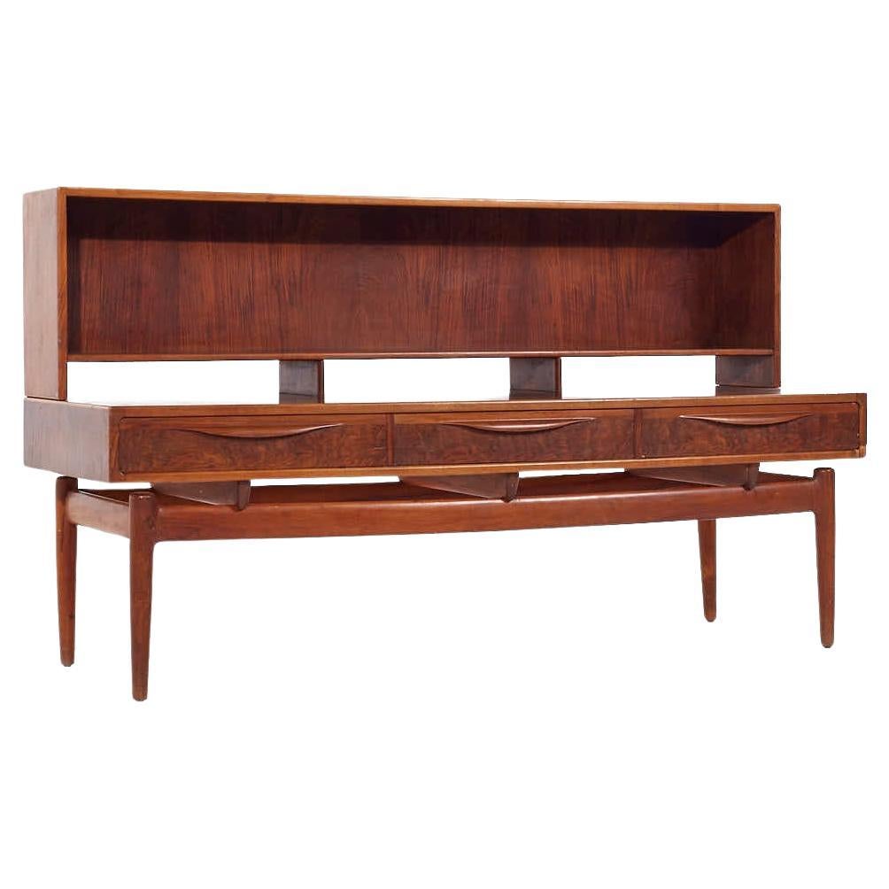Kurt Ostervig Mid Century Danish Rosewood Low Credenza Bookcase For Sale