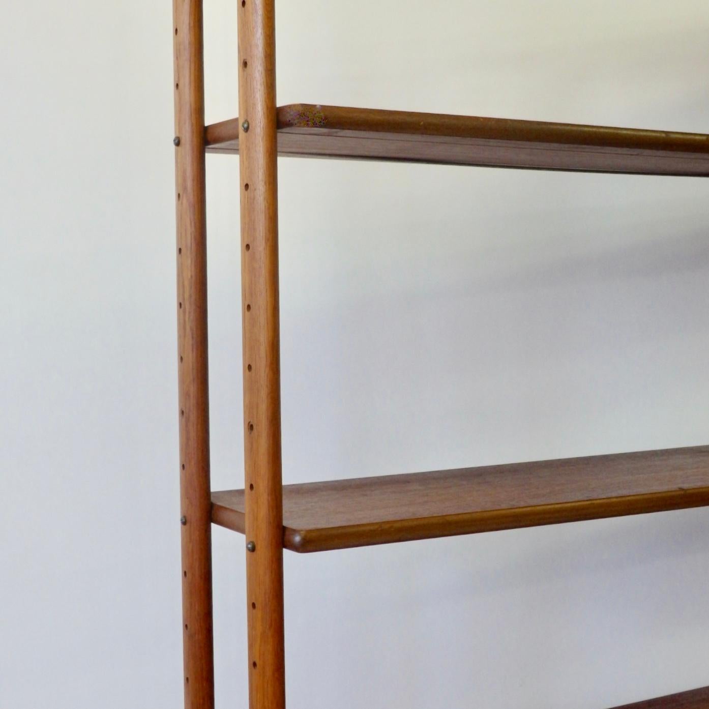 Mid-Century Modern Kurt Ostervig Povl Dinesen Danish Teak Adjustable Bookshelf with Display Shelf