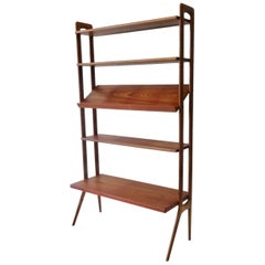 Kurt Ostervig Povl Dinesen Danish Teak Adjustable Bookshelf with Display Shelf