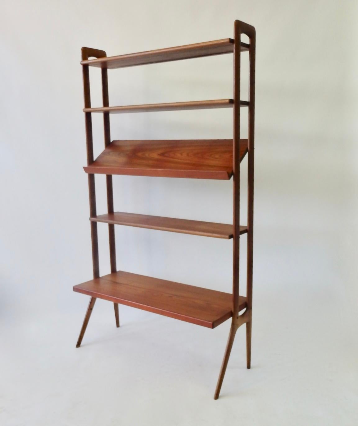 Brass Kurt Ostervig Povl Dinesen Danish Teak Adjustable Bookshelves Room Divider