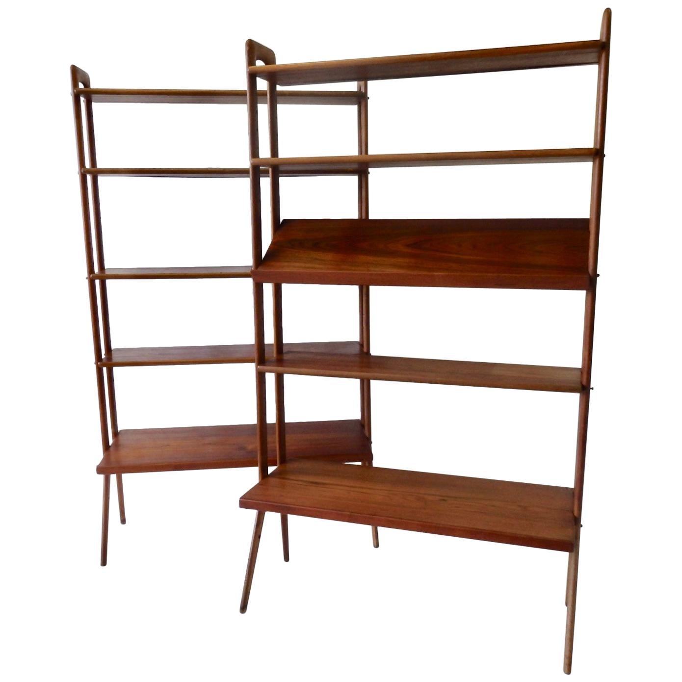 Kurt Ostervig Povl Dinesen Danish Teak Adjustable Bookshelves Room Divider, Pair