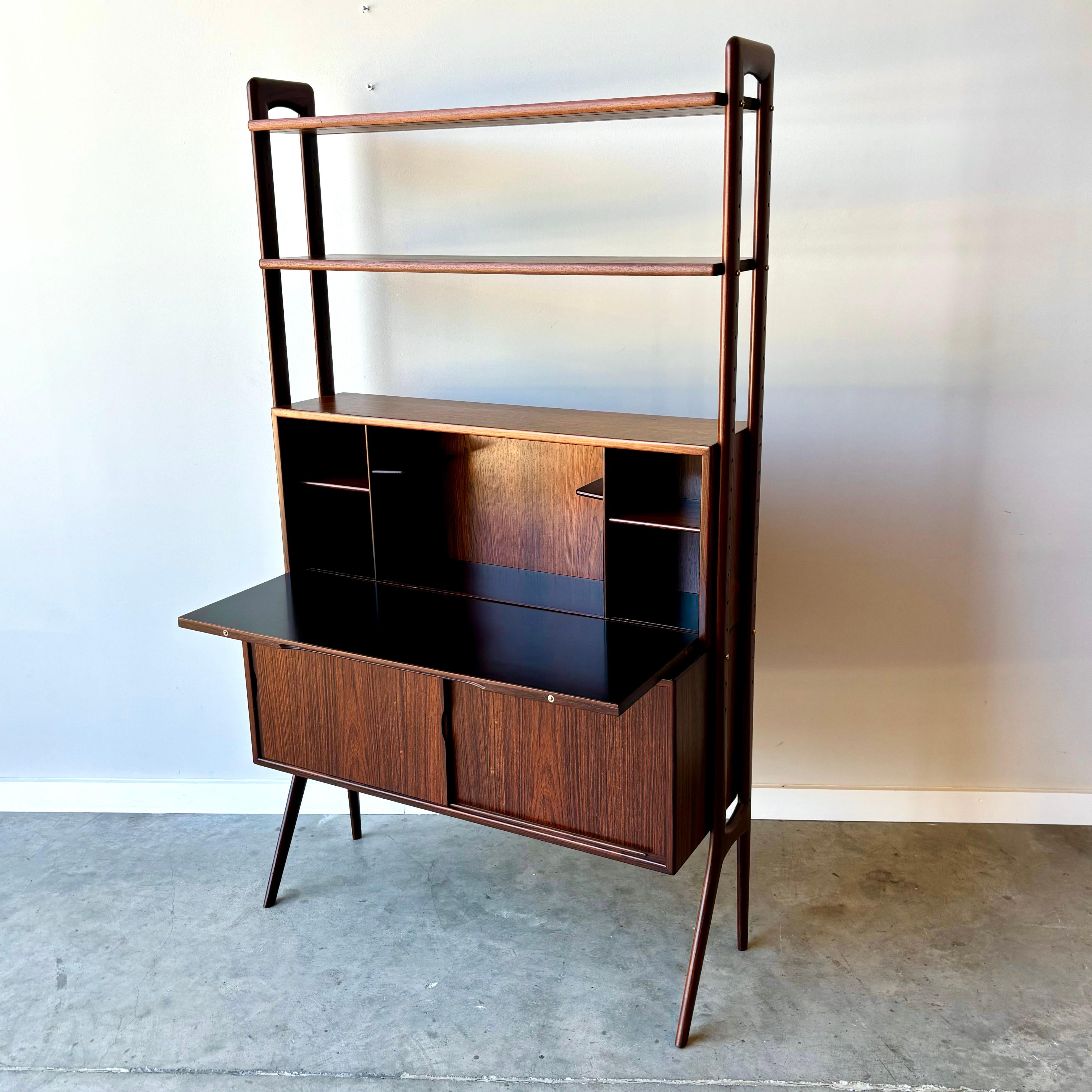 Kurt Ostervig Rosewood Bookcase with Secretary, 1960s KP Mobler In Good Condition In Raleigh, NC