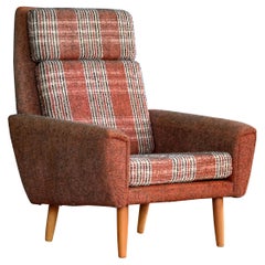 Kurt Ostervig Style Easy Lounge Chair Denmark 1960s Original Fabric